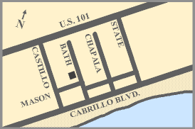 The Franciscan Inn is located at 109 Bath Street in Santa Barbara, California